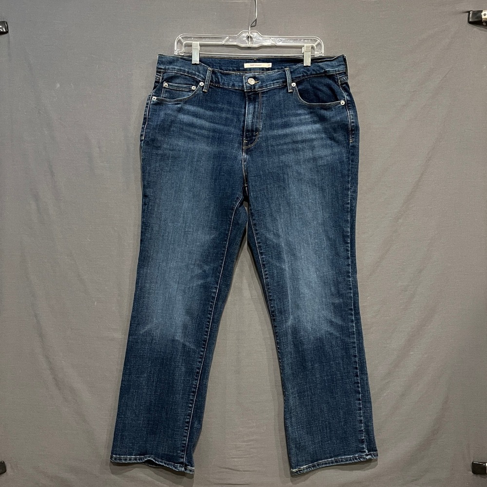 Levis 505 Straight Leg Jeans Womens 33 Medium Wash Blue Stretch Denim